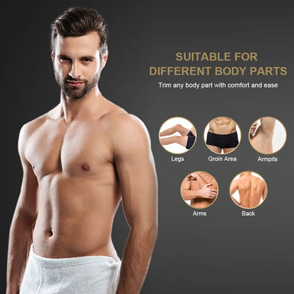 Men's Body Hair Trimmer with Ceramic Blade, Waterproof Rechargeable Groomer