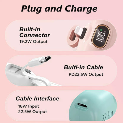 5000mAh Mini Power Bank 22.5W Fast Charging Portable Charger