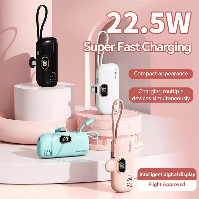5000mAh Mini Power Bank 22.5W Fast Charging Portable Charger